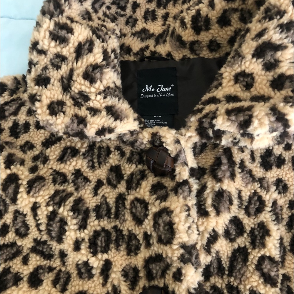 Me Jane Teddy Jacket in Cream and Brown with Plush Faux Fur NWOT